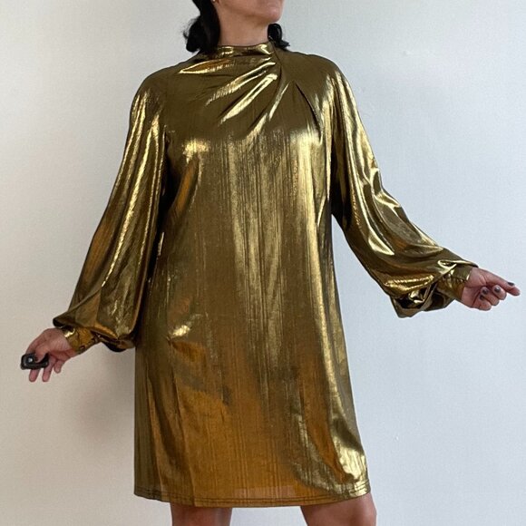 One 33 Social Gold Mini Dress Size 10 US - Picture 12 of 13
